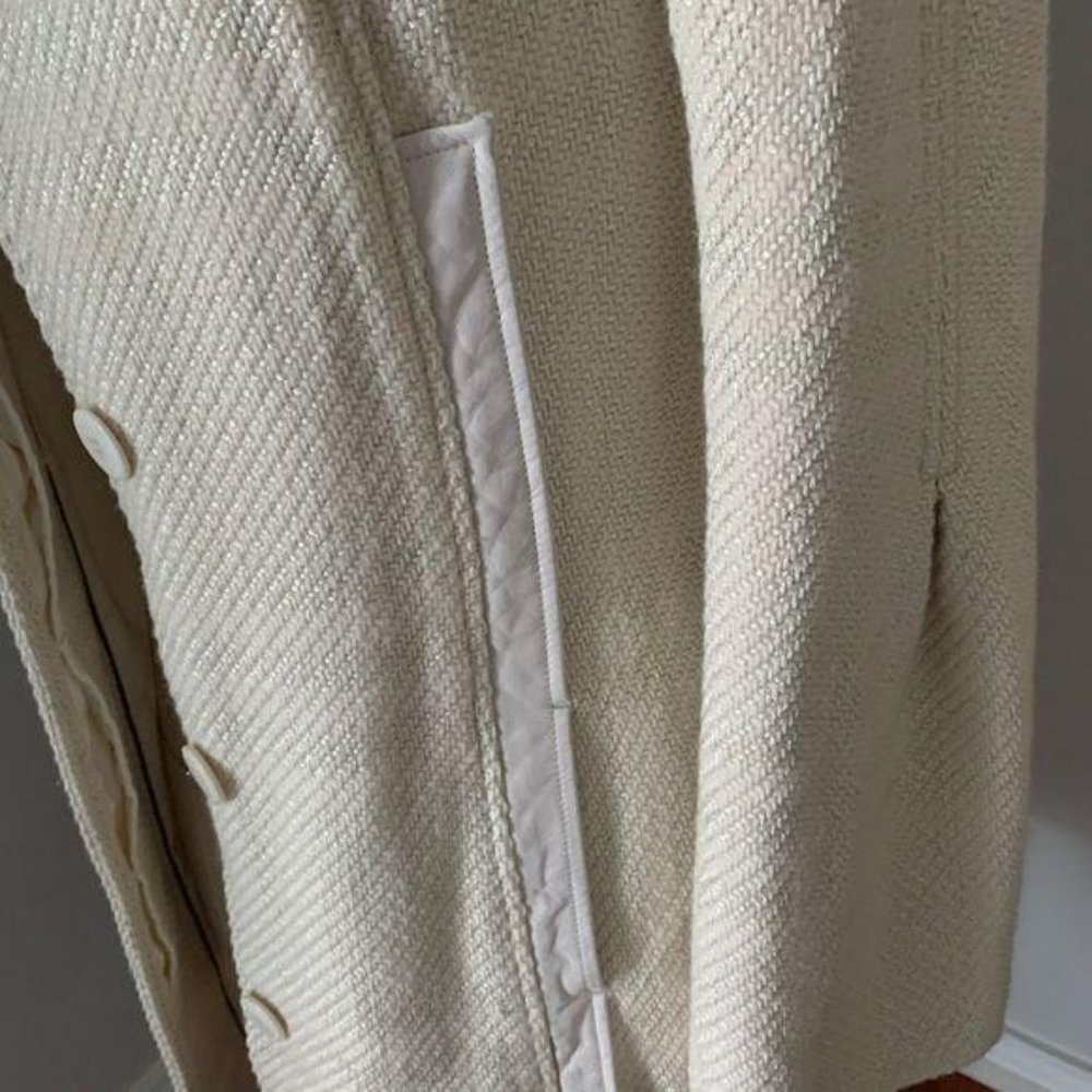 Mackage Coat Wool Leather Boucle Single Breast Cream Winter White PS - Picture 7 of 11
